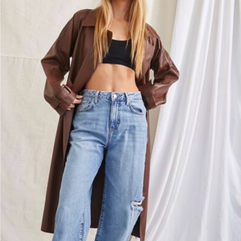 FOREVER 21 - FAUX BROWN LEATHER TRENCH